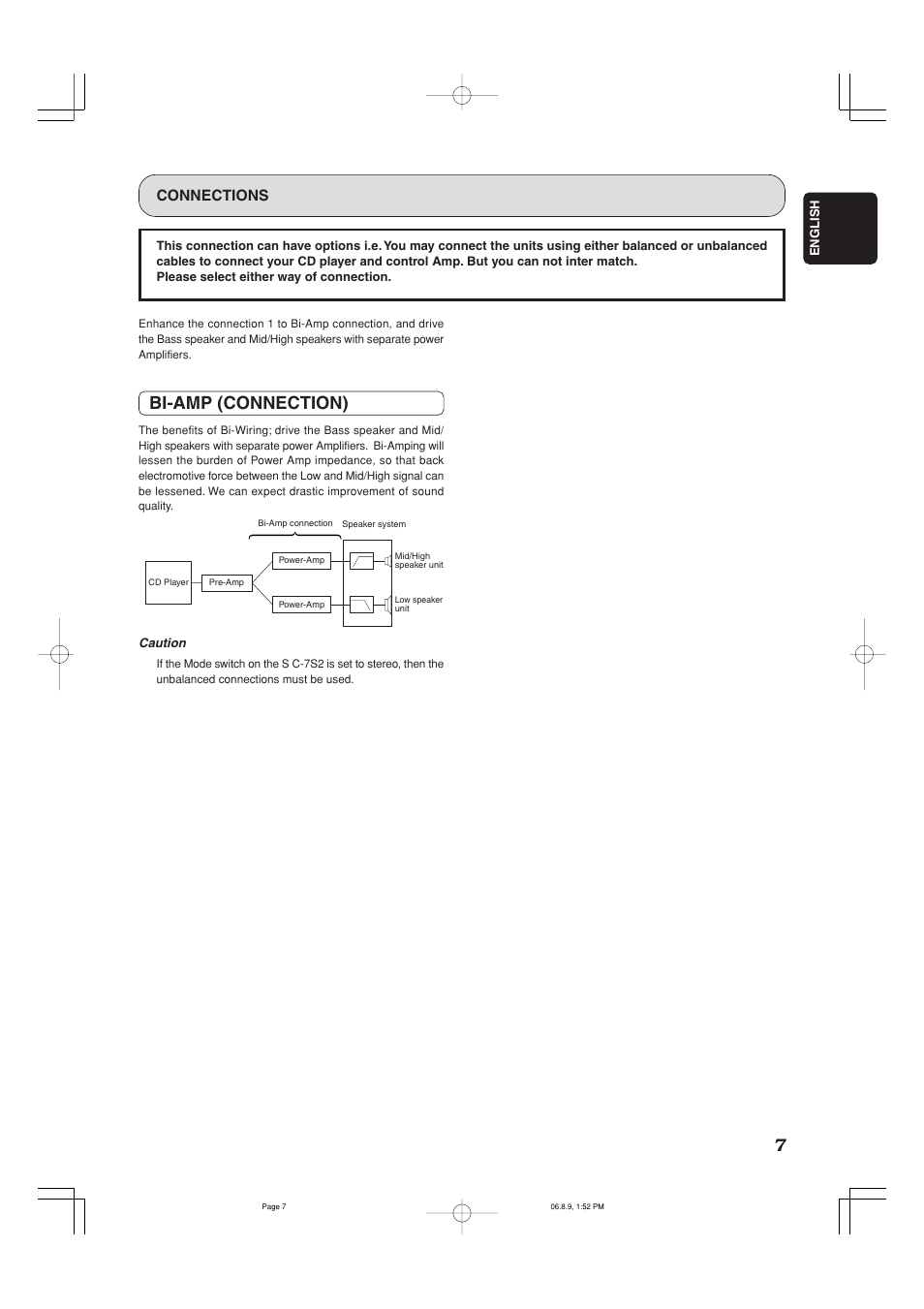 Bi-amp (connection), Connections | Marantz SC-7S2 User Manual | Page 11 / 26