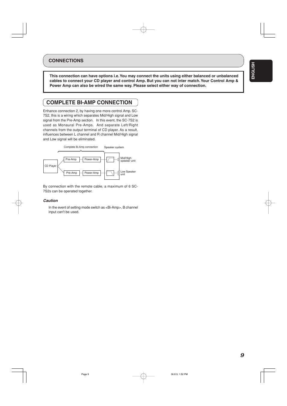 Complete bi-amp connection, Connections | Marantz SC-7S2 User Manual | Page 13 / 26