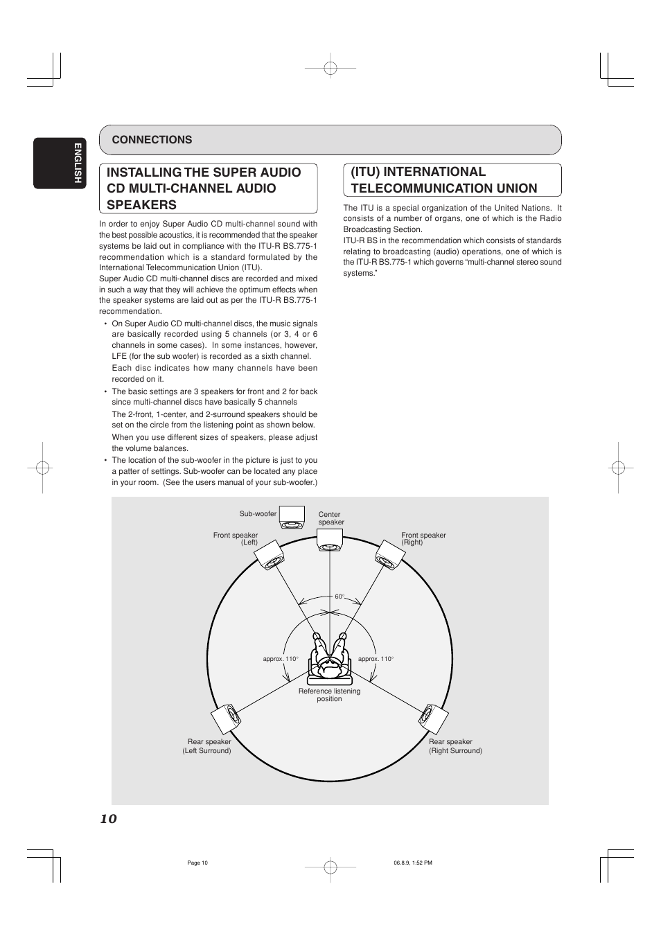 Itu) international telecommunication union, Connections | Marantz SC-7S2 User Manual | Page 14 / 26