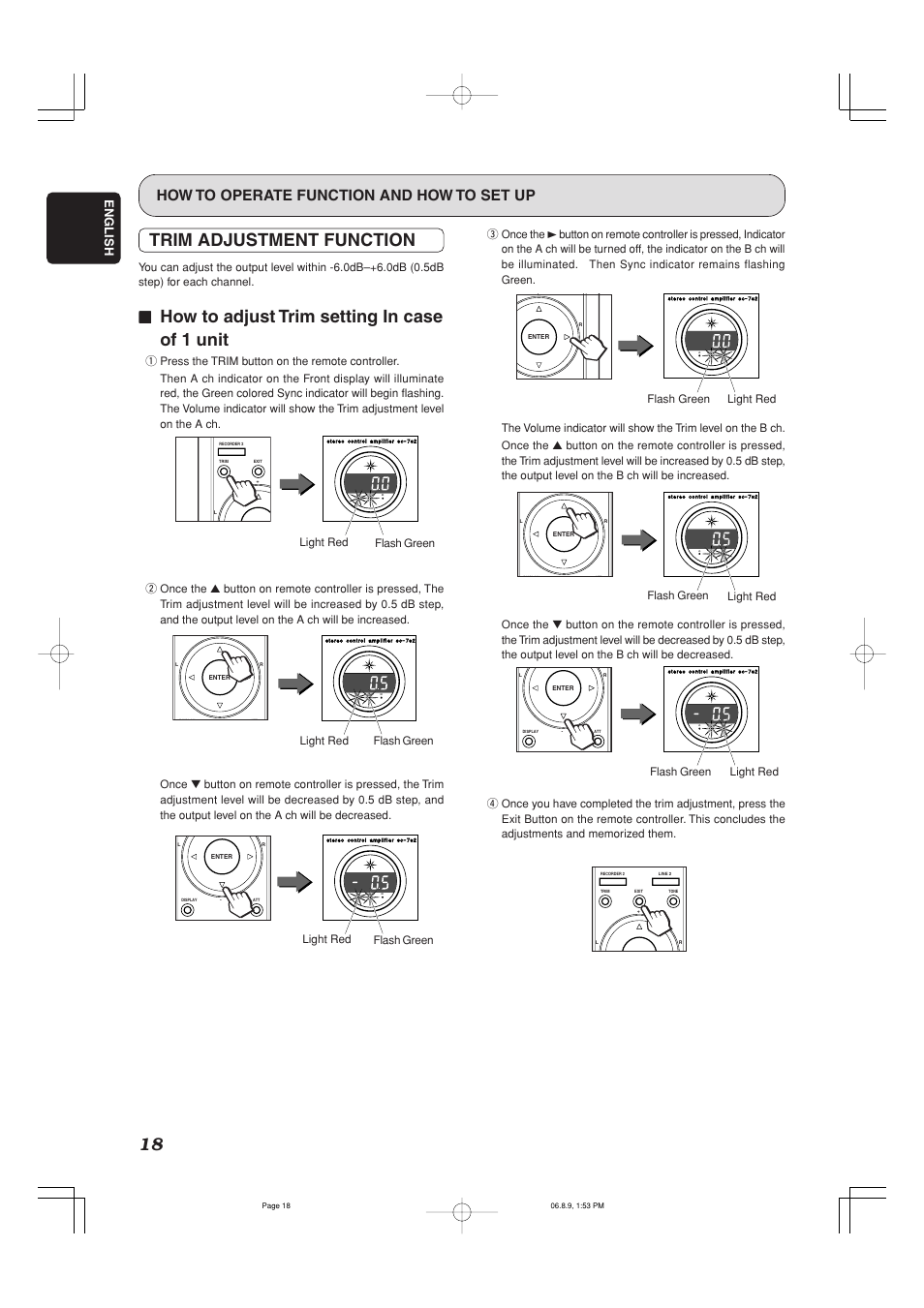 Trim adjustment function, How to adjust trim setting in case of 1 unit, How to operate function and how to set up | English | Marantz SC-7S2 User Manual | Page 22 / 26