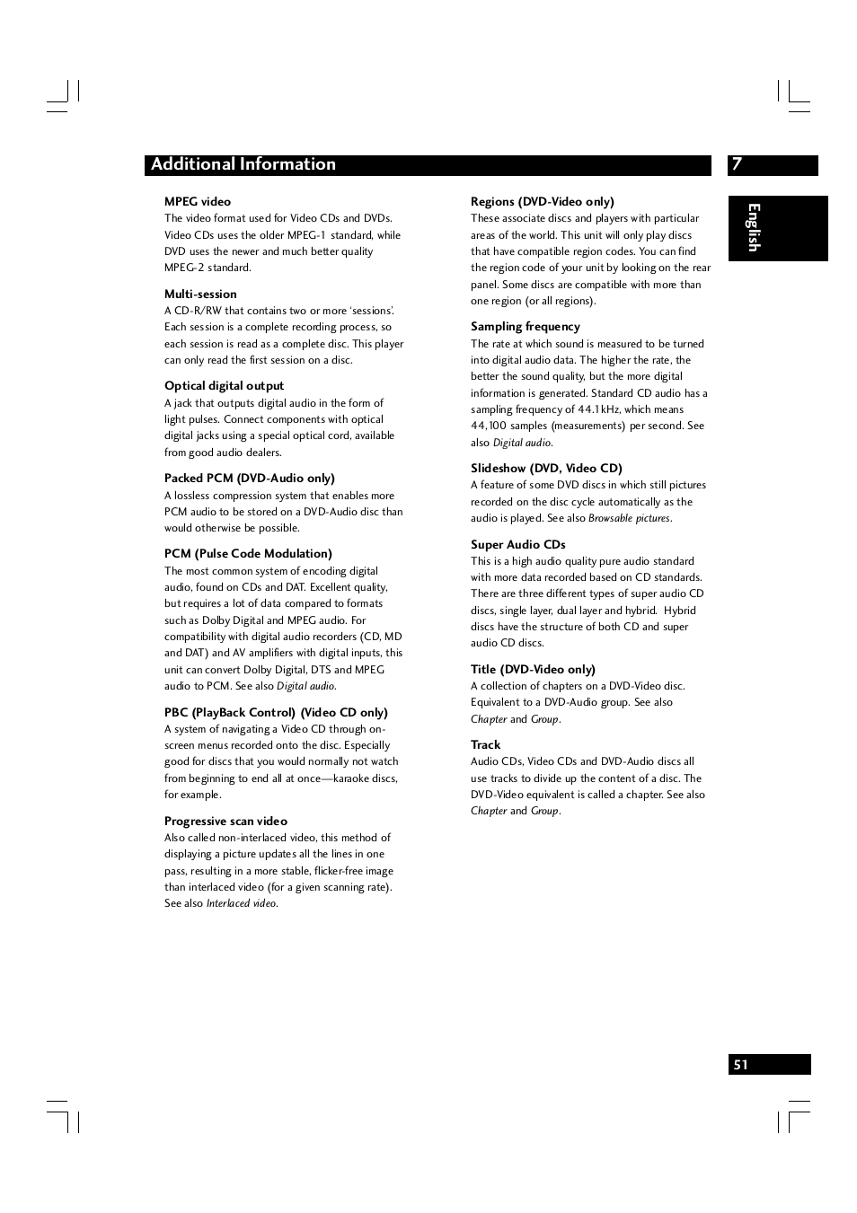 7additional information, English | Marantz DV7600 User Manual | Page 51 / 56