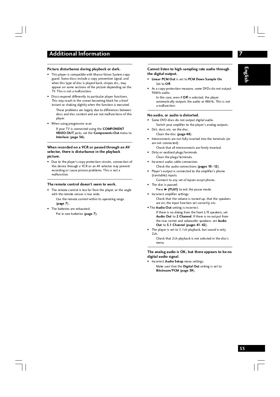 7additional information, English | Marantz DV7600 User Manual | Page 53 / 56