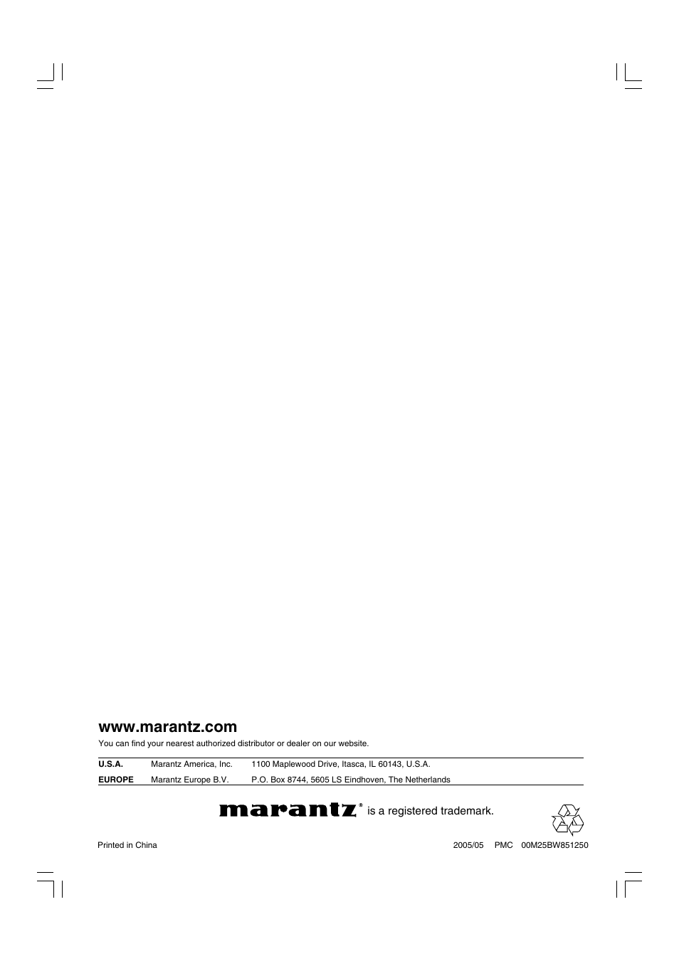 Marantz DV7600 User Manual | Page 56 / 56