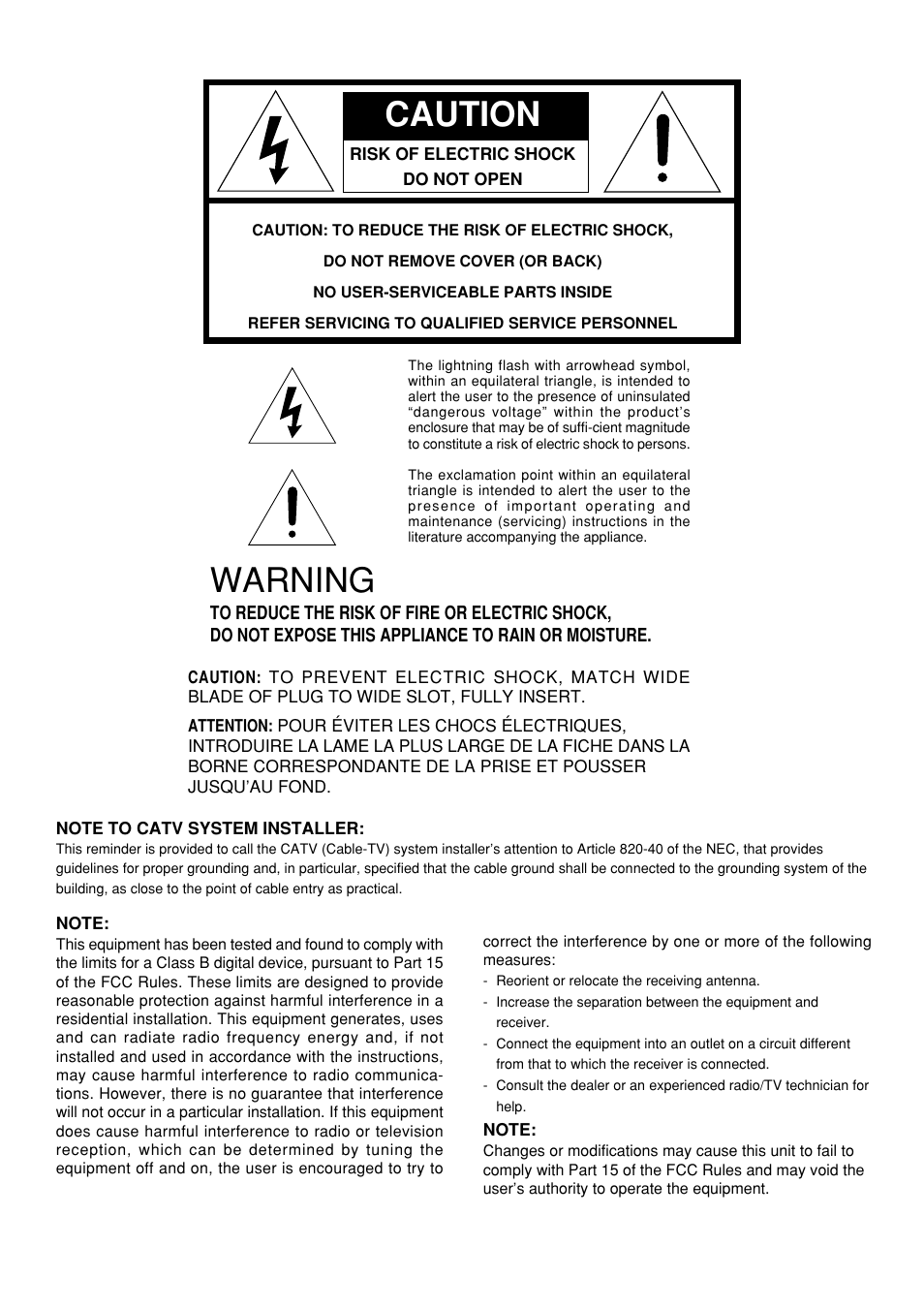 Caution, Warning | Marantz SR5200 User Manual | Page 2 / 33