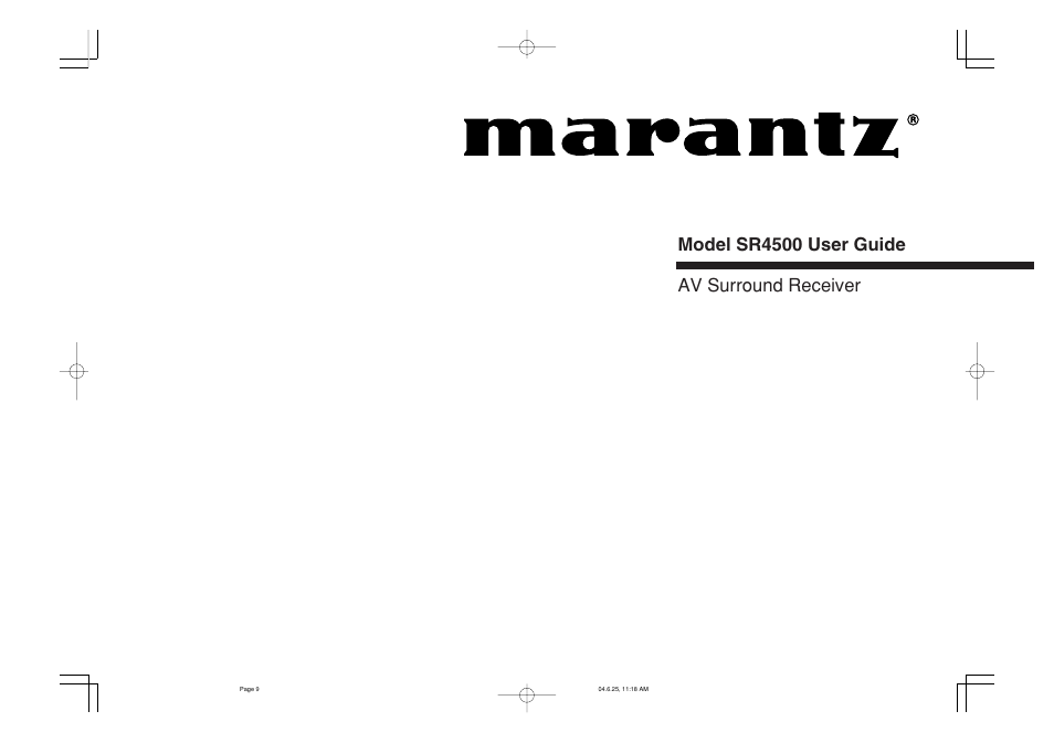 Marantz SR4500 User Manual | 41 pages