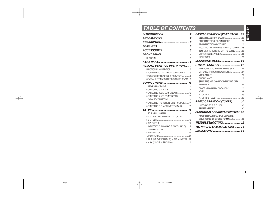 Marantz SR4500 User Manual | Page 4 / 41