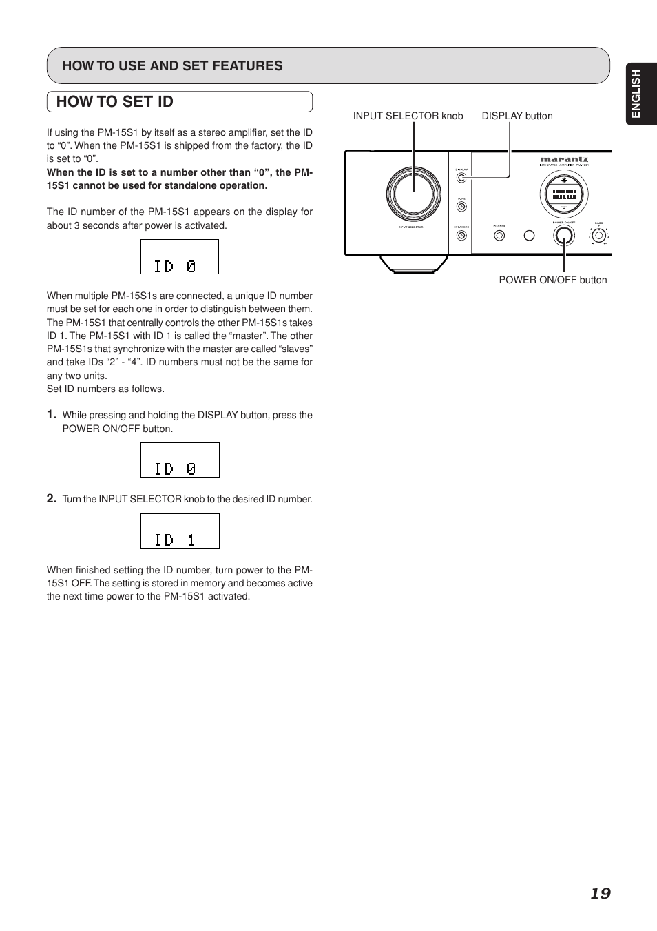 How to set id | Marantz PM-15S1 User Manual | Page 23 / 28