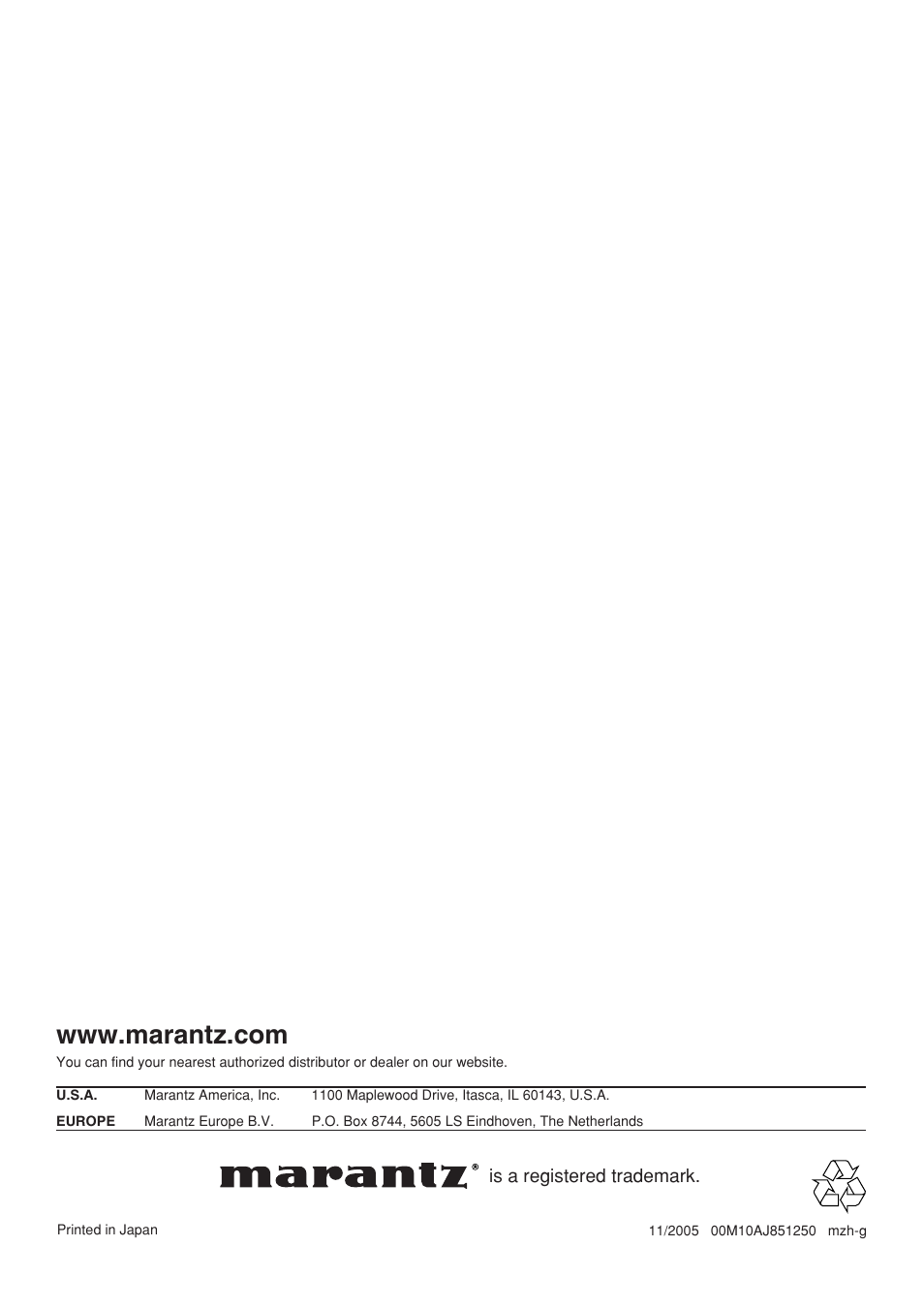 Marantz PM-15S1 User Manual | Page 28 / 28