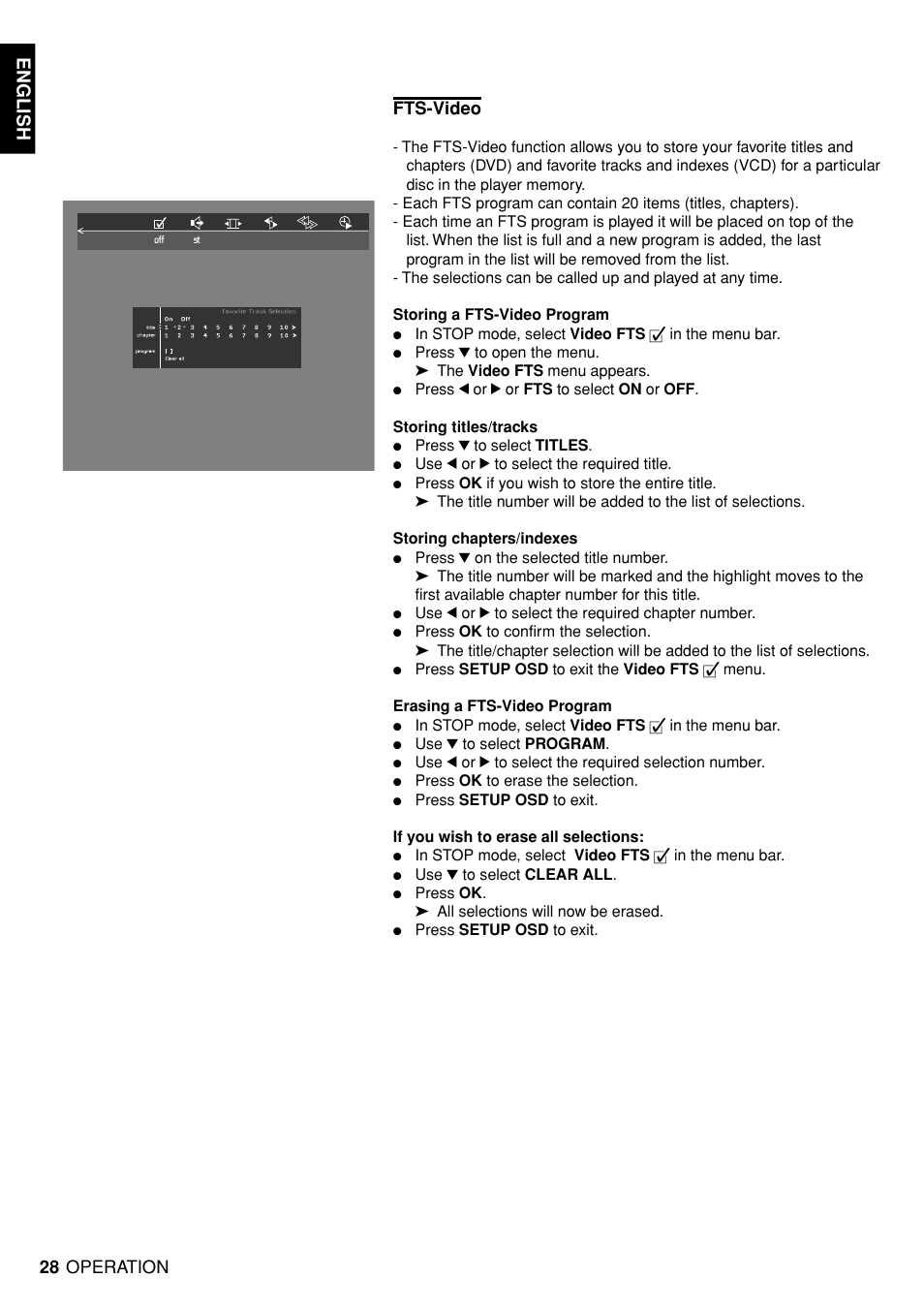 English, Fts-video, Operation | Marantz DV4100 User Manual | Page 26 / 35