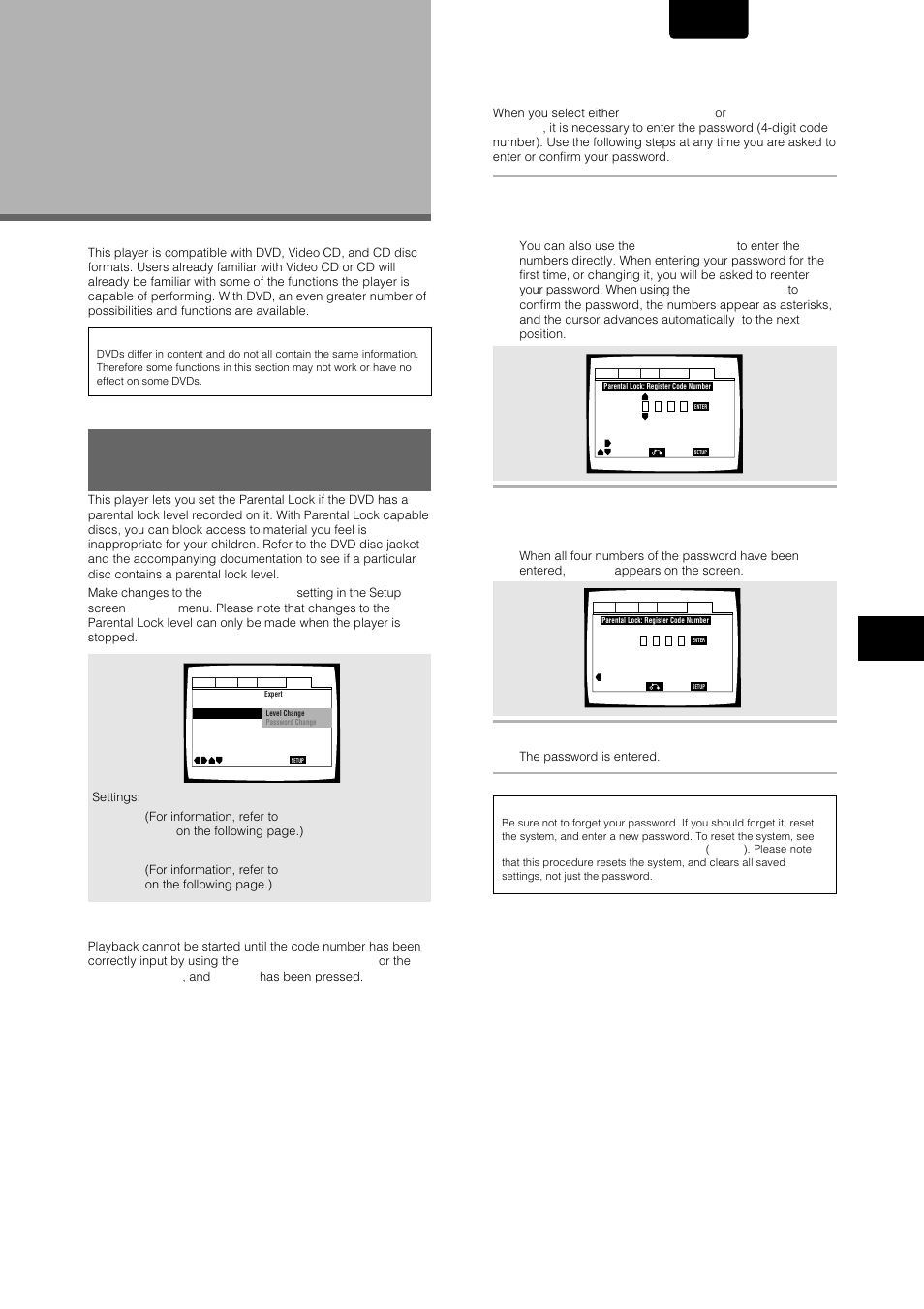 Advanced functions, Setting the parental lock level, English | Marantz DV-12S1 User Manual | Page 45 / 69