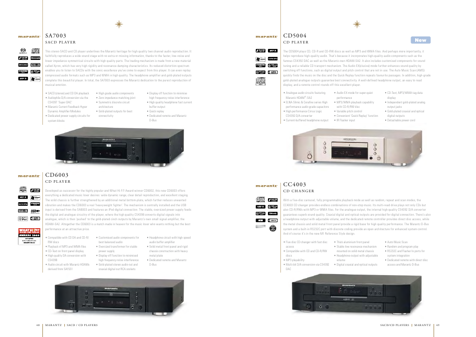 Plays windows media, Sa7003, Cd6003 | Cd5004, Cc4003 | Marantz AV7005 User Manual | Page 20 / 28