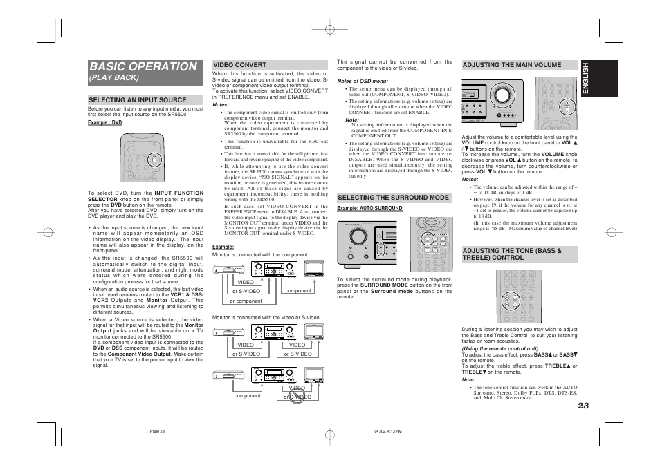 Basic operation | Marantz SR5500 User Manual | Page 26 / 41