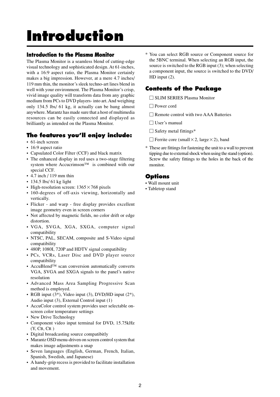 Introduction | Marantz PD6120D User Manual | Page 9 / 60