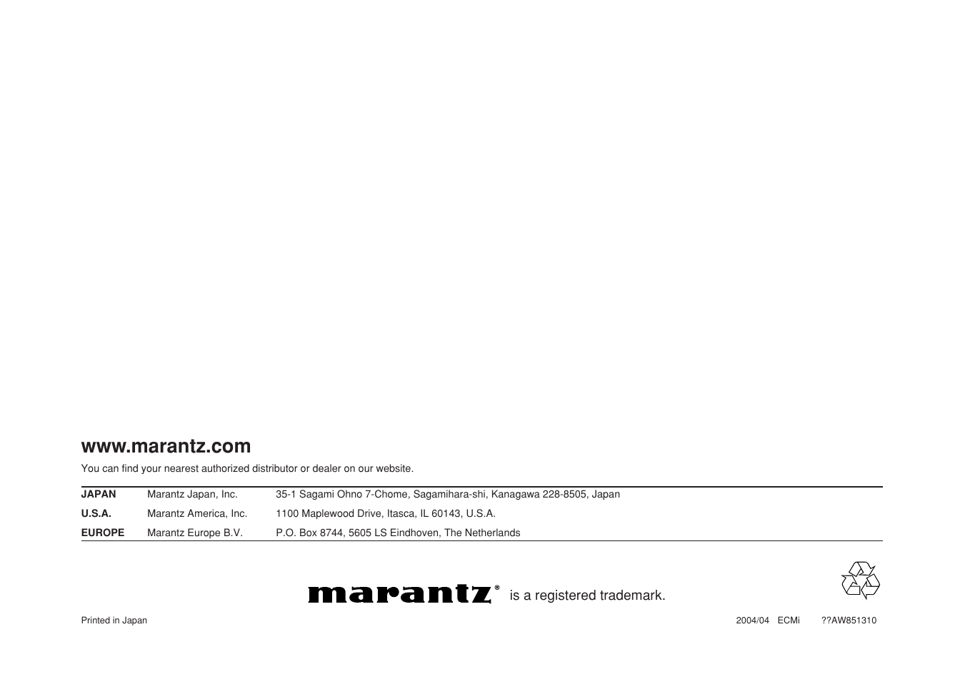 Marantz LC3050 User Manual | Page 17 / 17