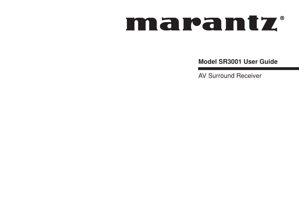 Marantz SR3001 User Manual | 41 pages