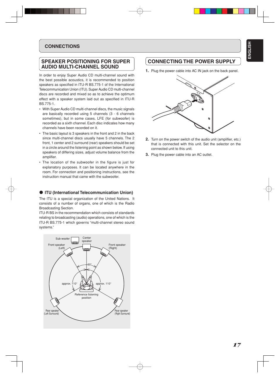 Connecting the power supply, Connections | Marantz SM-1151 User Manual | Page 23 / 31
