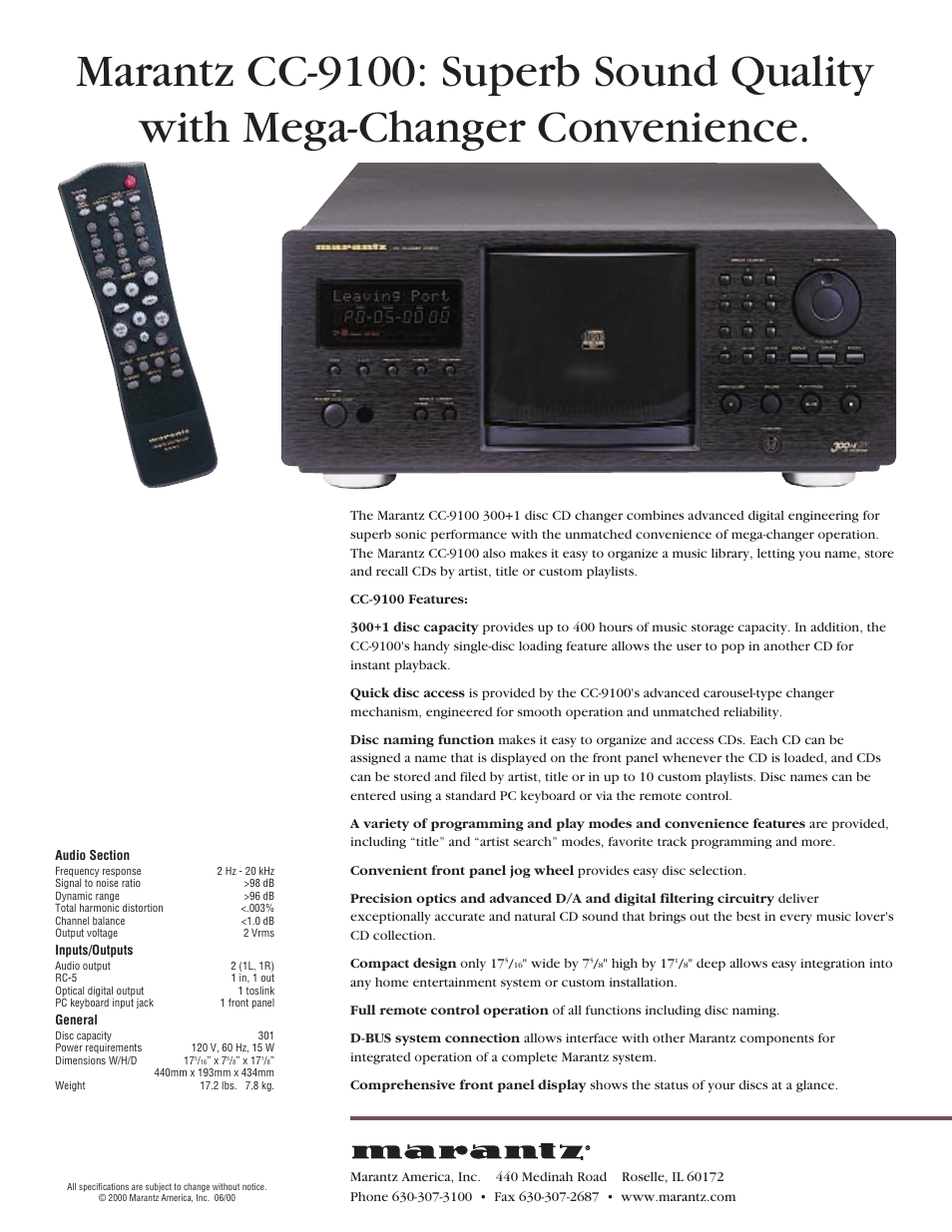 Marantz CC-9100 User Manual | 1 page