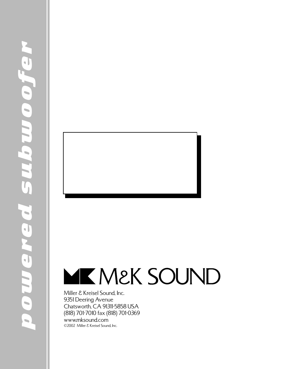 MK Sound V-850 User Manual | 12 pages