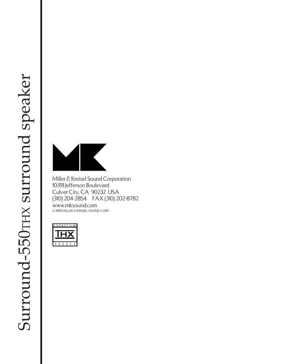 MK Sound SURROUND-550THX User Manual | 8 pages