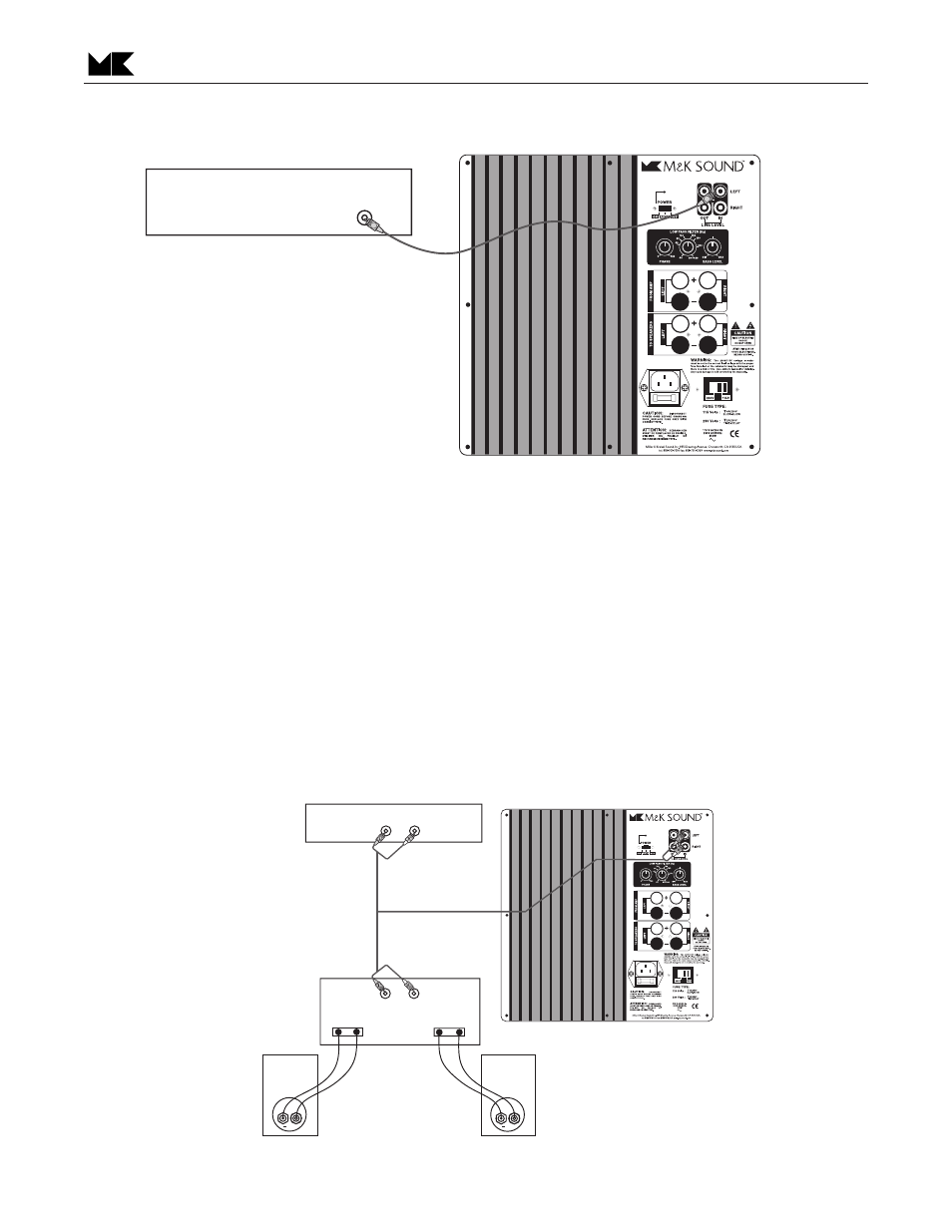 Figure 2 - connecting to a stereo amp or preamp, Subwoofer | MK Sound VX-1250 User Manual | Page 6 / 14