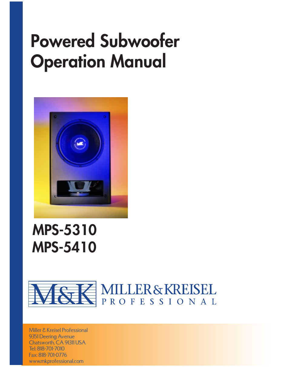 MK Sound MPS-5310 User Manual | 13 pages