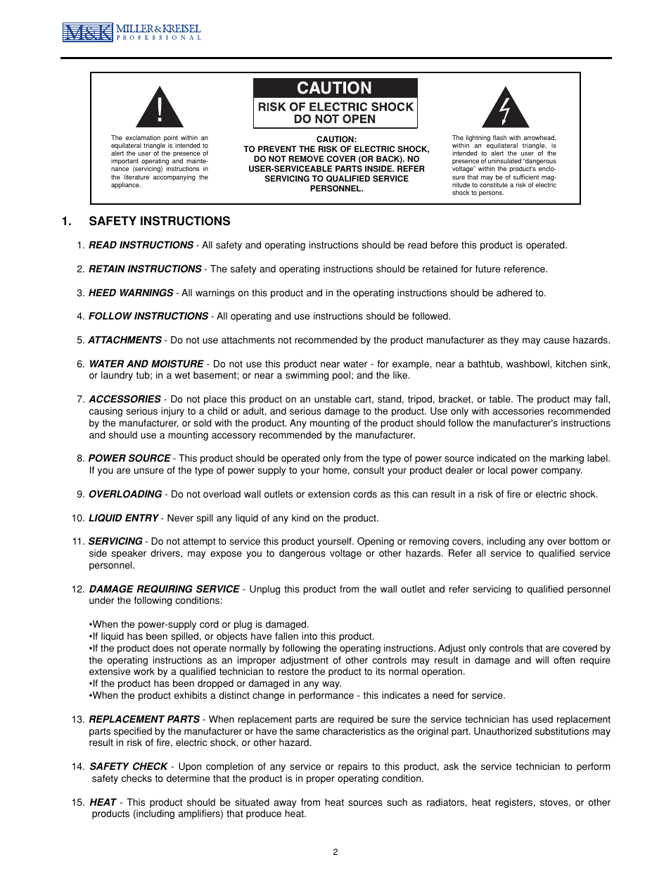 Safety instructions | MK Sound MPS-1611P User Manual | Page 2 / 14