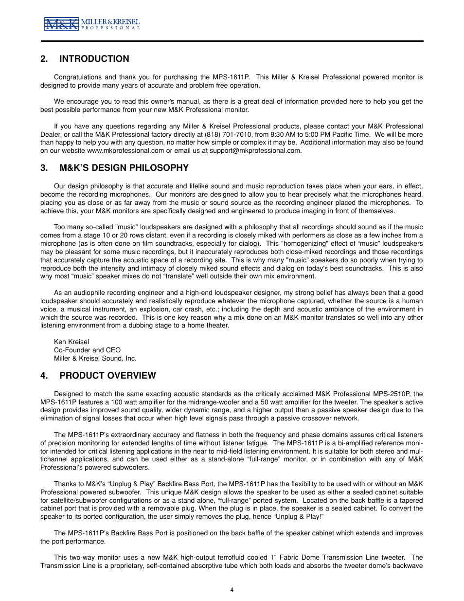 MK Sound MPS-1611P User Manual | Page 4 / 14