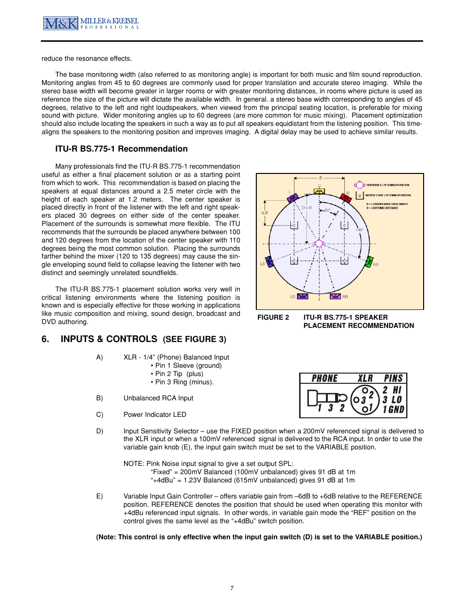 Inputs & controls | MK Sound MPS-1611P User Manual | Page 7 / 14