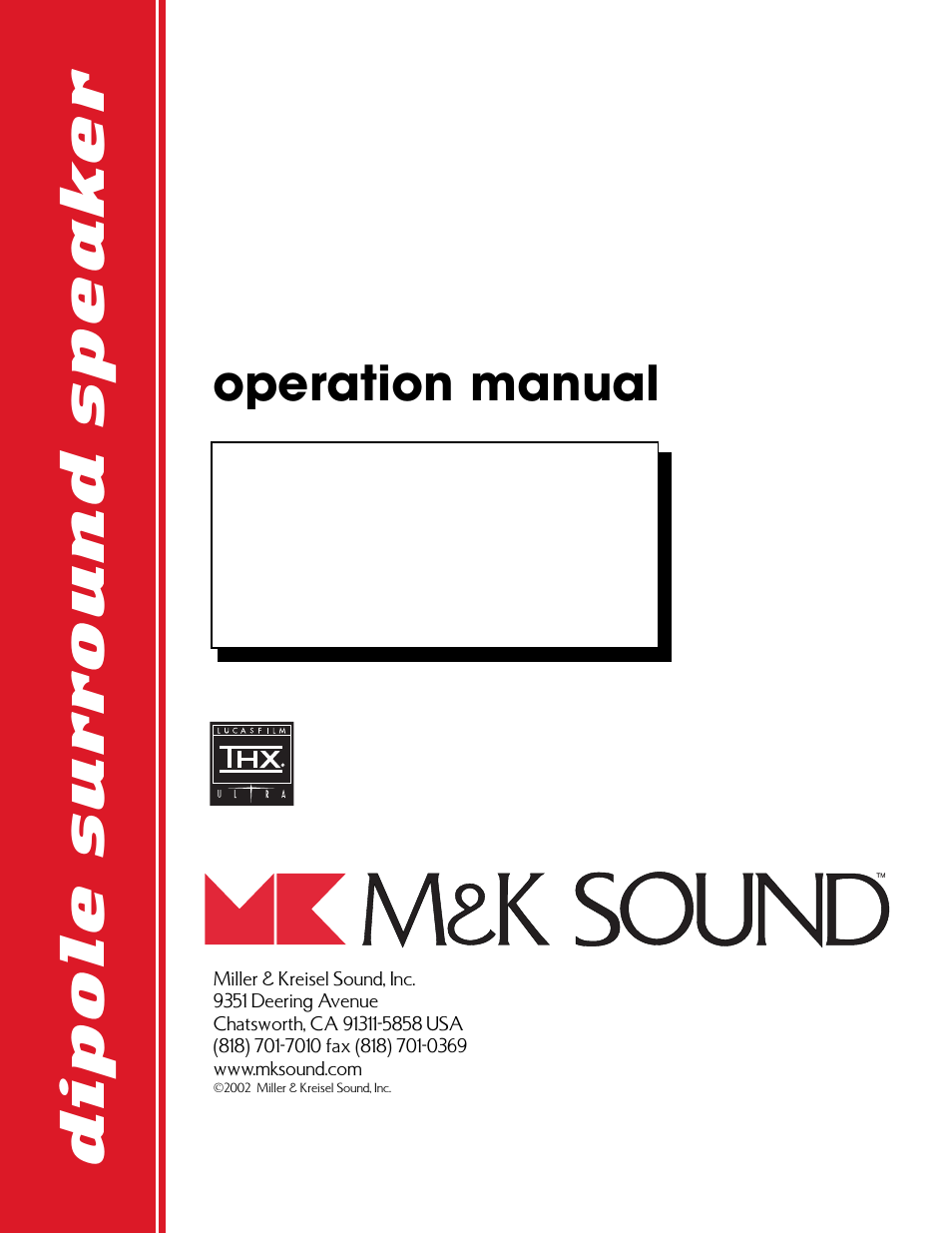 MK Sound SS-500 User Manual | 8 pages