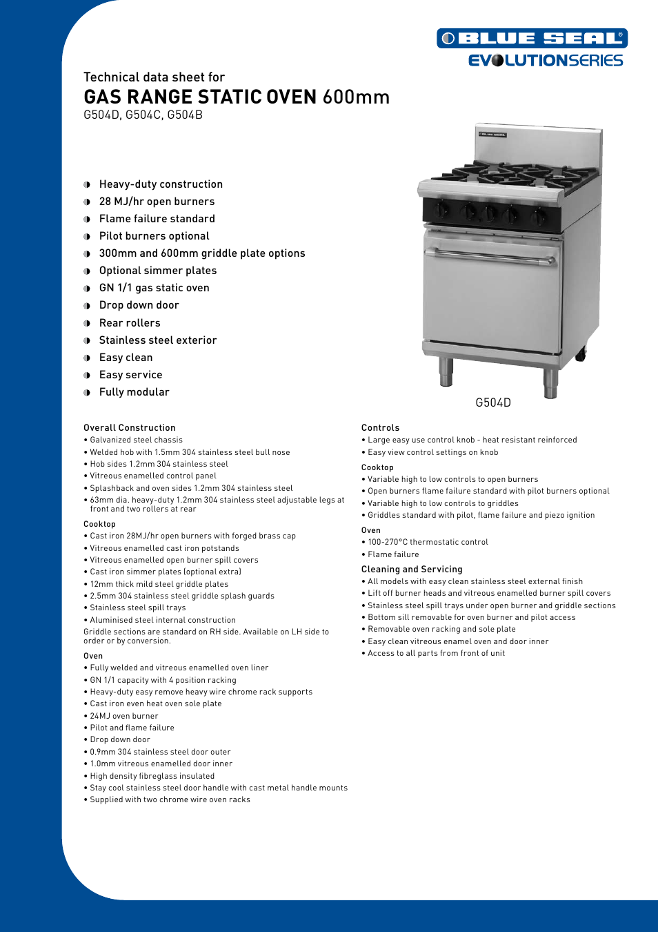 Moffat Blue Seal G504B User Manual | 2 pages