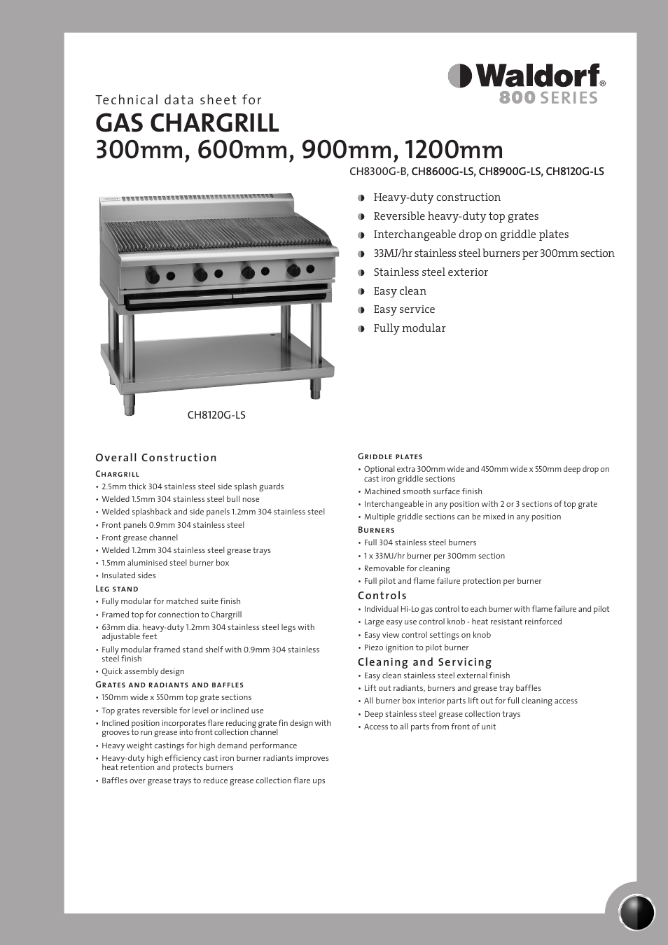 Moffat Waldorf CH8120G-LS User Manual | 2 pages