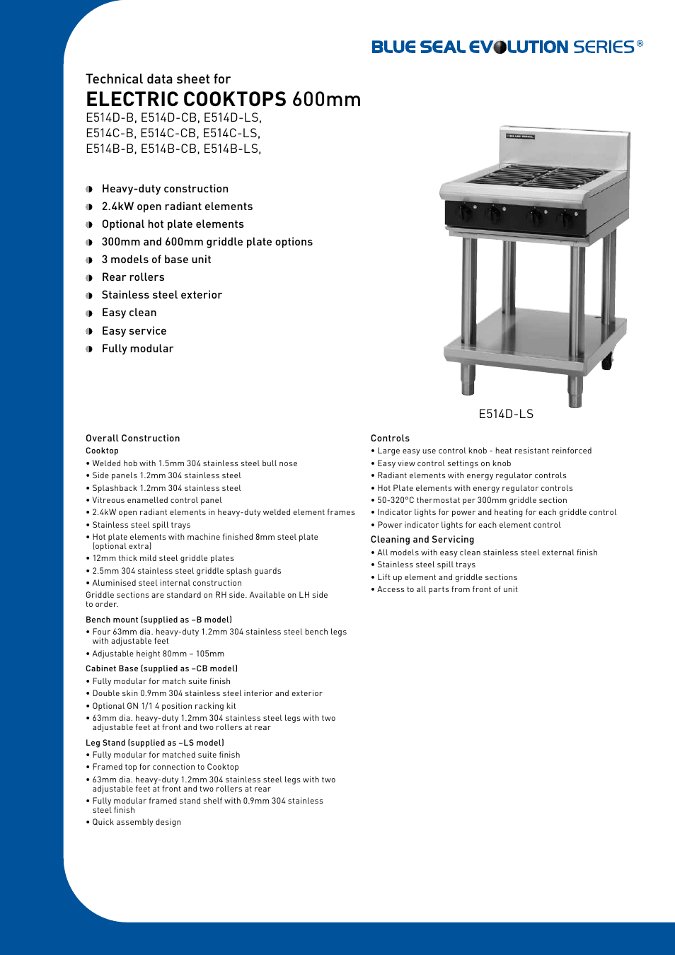 Moffat Blue Seal Evolution Series E514B-LS User Manual | 2 pages