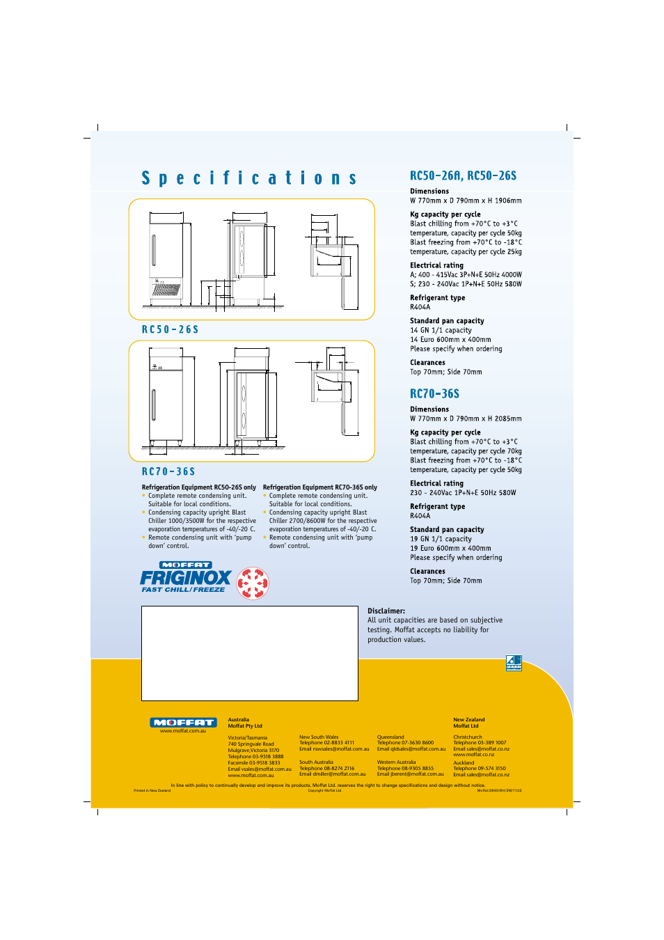 Moffat Friginox RC50-26 User Manual | Page 2 / 2