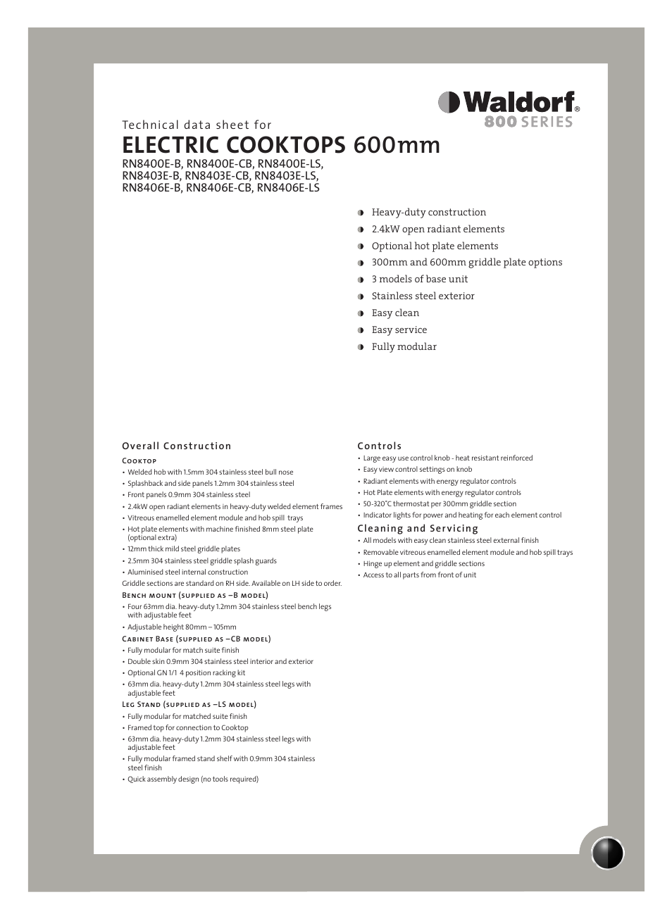 Moffat RN8406E-B User Manual | 2 pages