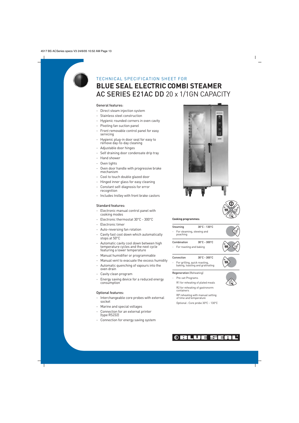 Moffat Blue Seal E21AC DD User Manual | 2 pages