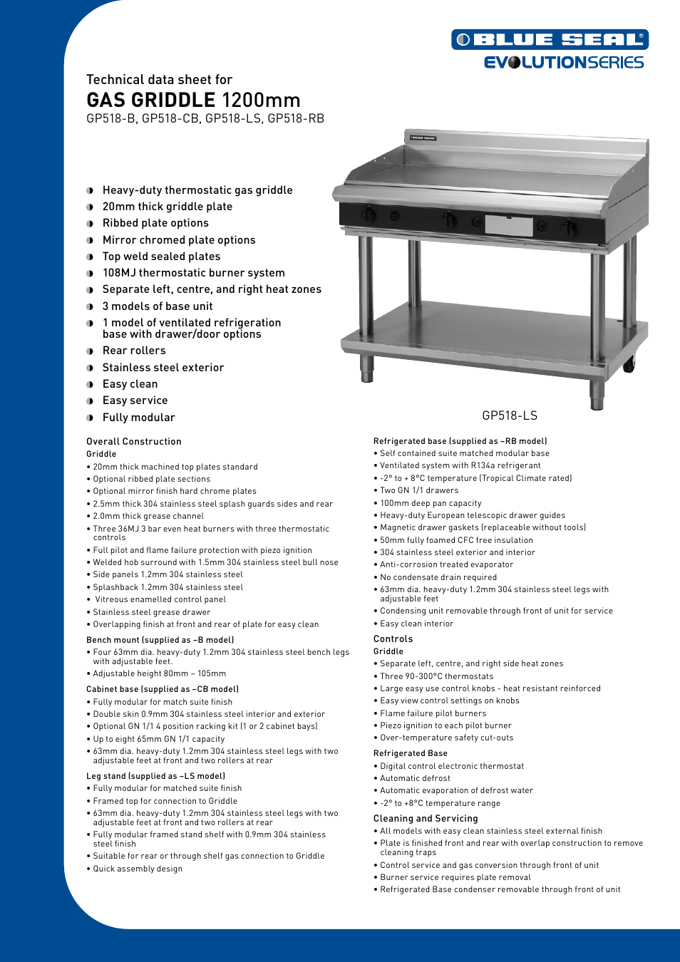 Moffat GP518-LS User Manual | 2 pages