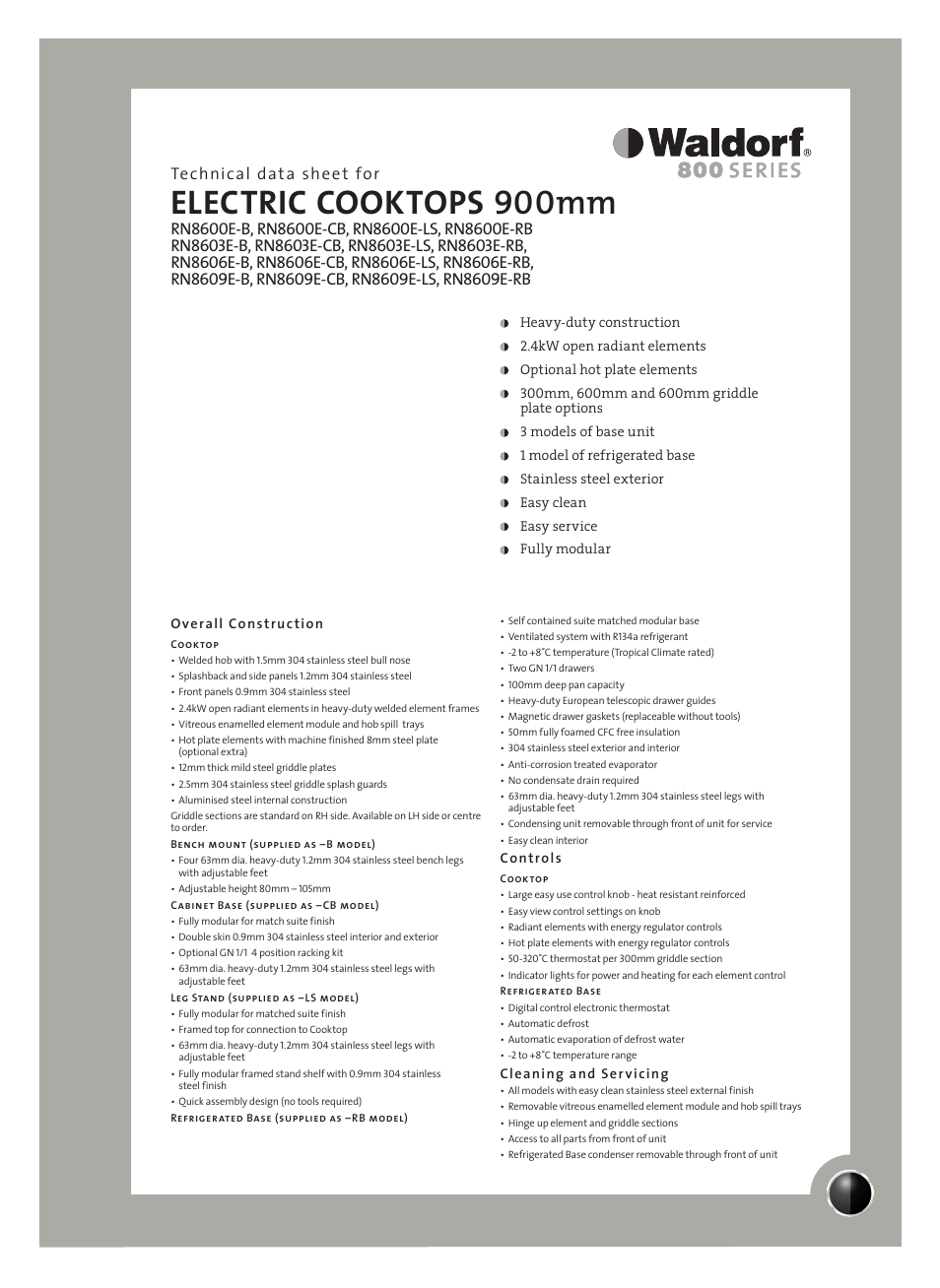 Moffat RN8600E-CB User Manual | 2 pages