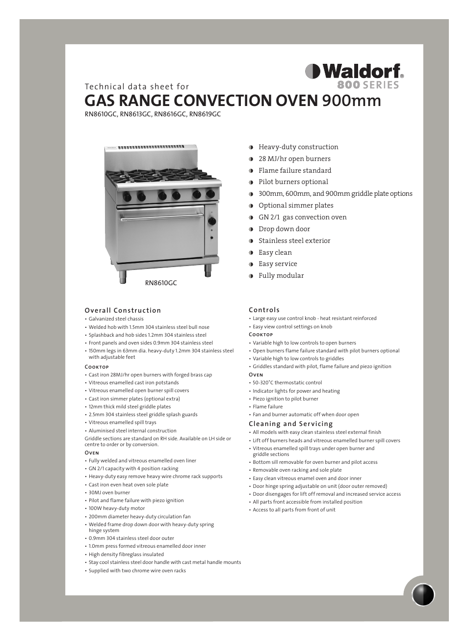 Moffat RN8613GC User Manual | 2 pages