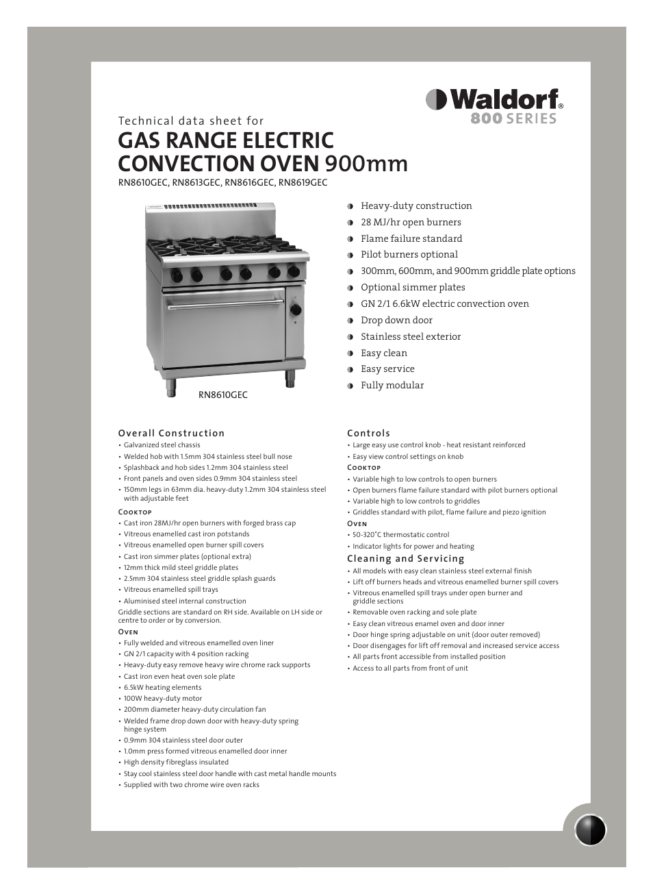 Moffat RN8619GEC User Manual | 2 pages