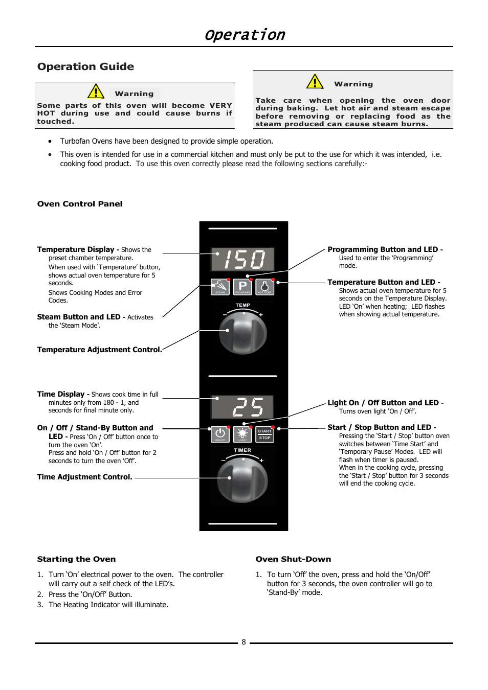 Operation, Operation guide | Moffat BLUE SEAL E32D5 User Manual | Page 10 / 22