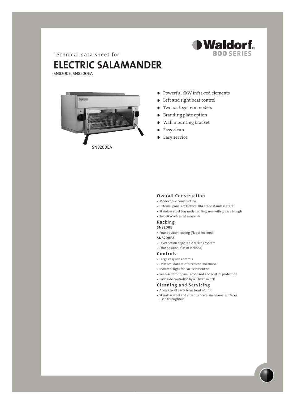 Moffat Waldorf SN8200E User Manual | 2 pages