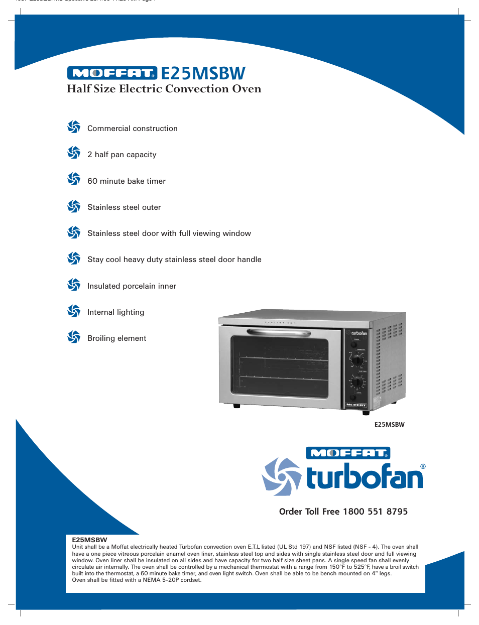 Moffat E25MSBW User Manual | 2 pages