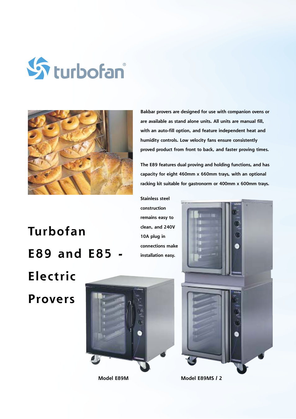 Turbofan e89 and e85 - electric provers | Moffat A28 User Manual | Page 16 / 20