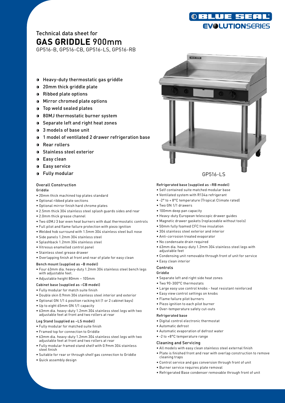 Moffat Blue Seal Evolution Series GP516-B User Manual | 2 pages