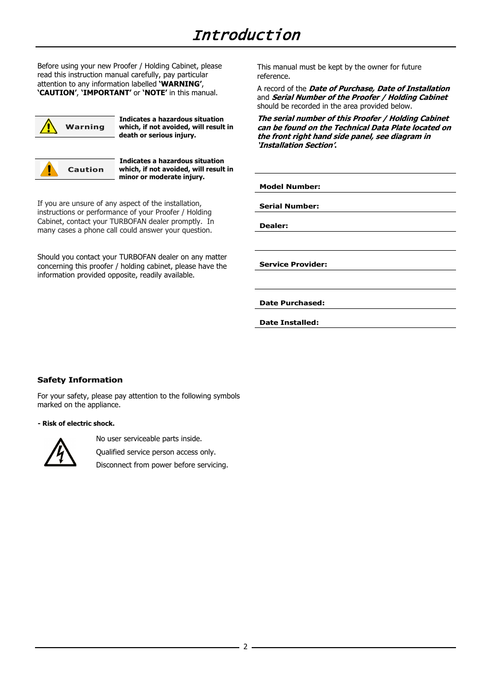 Introduction | Moffat TURBOFAN P12M User Manual | Page 4 / 16