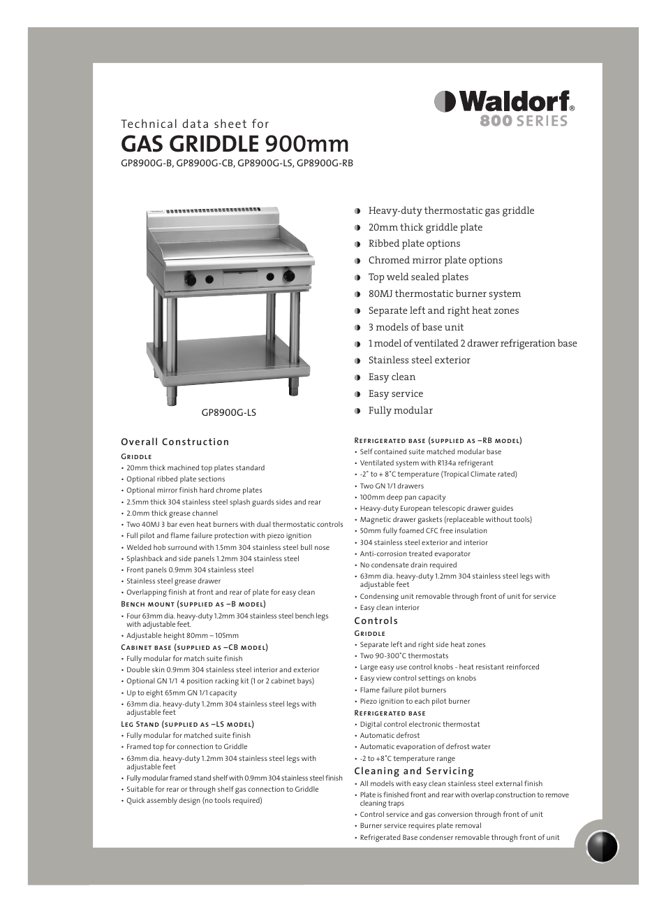 Moffat GP8900G-LS User Manual | 2 pages