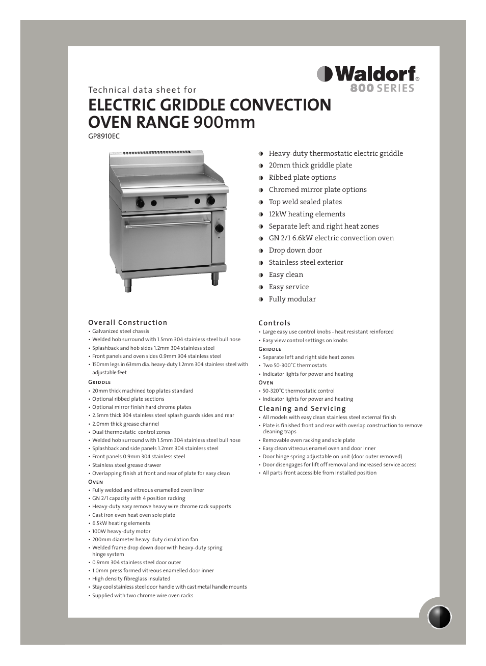 Moffat Waldorf 800 series User Manual | 2 pages