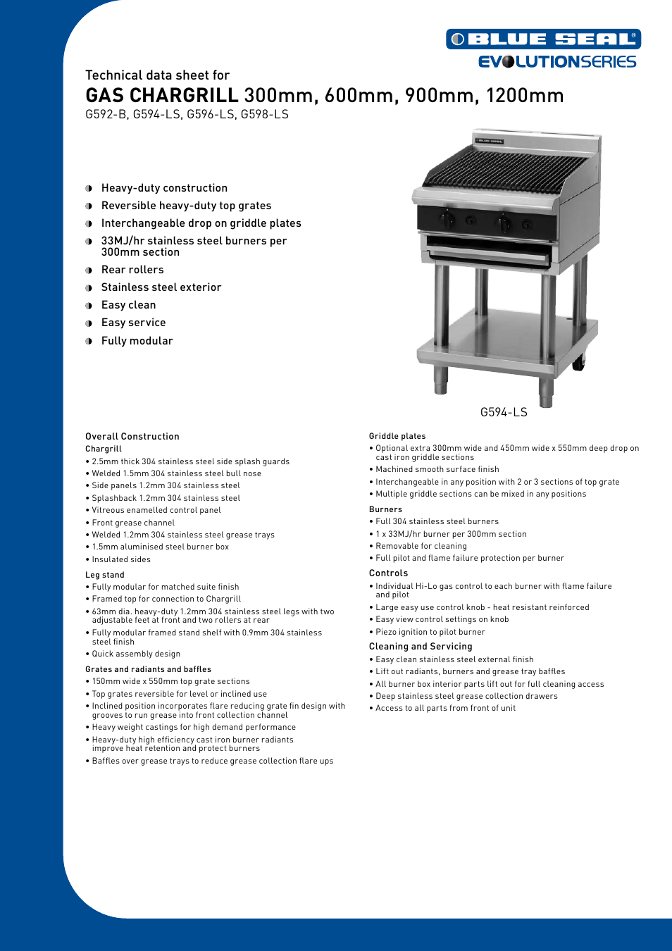 Moffat Blue Seal G594-LS User Manual | 2 pages