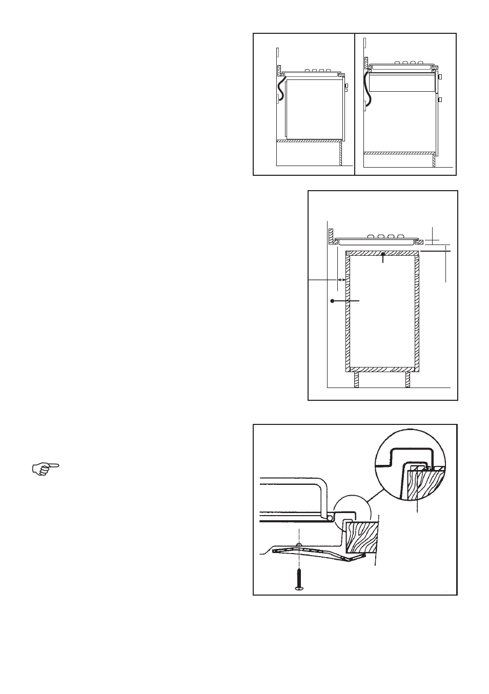 Building in, Building over a cupboard or drawer, Building over a kitchen unit with door | Fitting the hob into the worktop | Moffat MEH 631 User Manual | Page 8 / 12