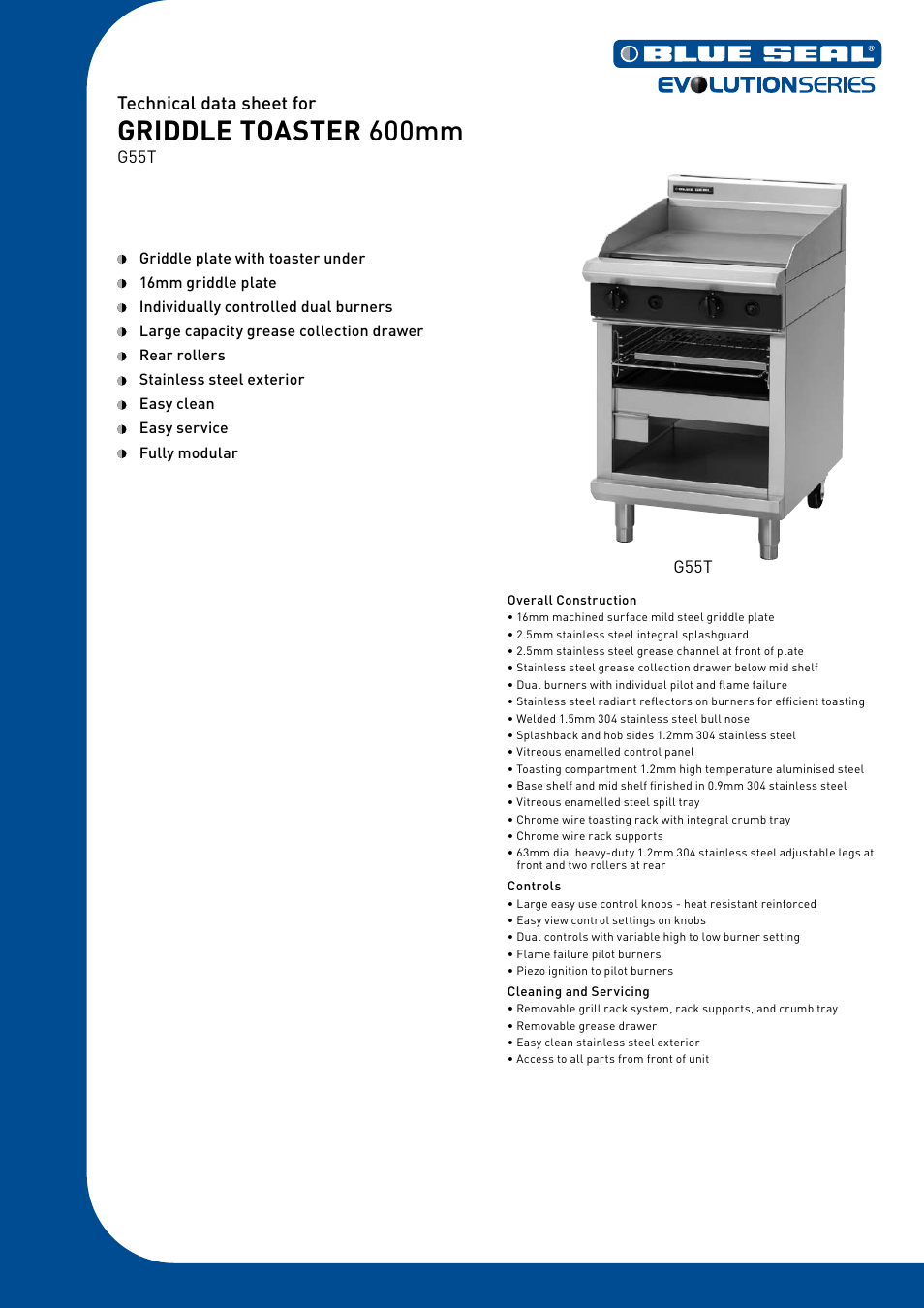 Moffat Blue Seal G55T User Manual | 2 pages